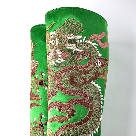 NEW Gucci Candy Dragon Embroidered Bow Crystal Embellished Knee High Boots 36 - Picture 9 of 14